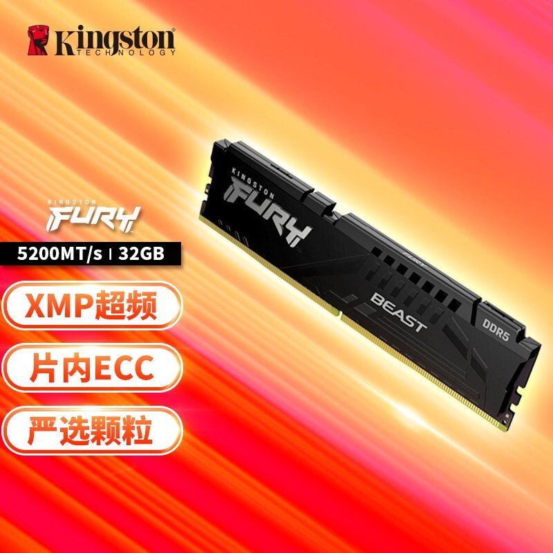 20㿪ʼKingston ʿ FURY Beast DDR5 5200MHz ̨ʽڴ  32GB1369Ԫ