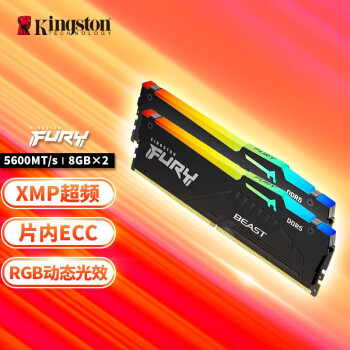 Kingston ʿ FURY BeastҰϵ DDR5 5600 ̨ʽڴ 16GB8G2װ RGB969Ԫ