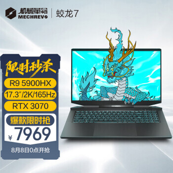 机械革命 蛟龙7 17.3英寸游戏笔记本电脑（R9-5900HX、16GB、512GB、RTX3070）7969元包邮