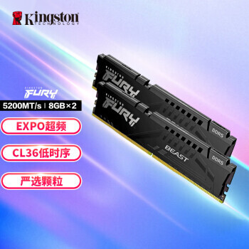 Kingston ʿ BeastҰϵ FURY ̨ʽڴ DDR5 5200MHz 16GB519Ԫ