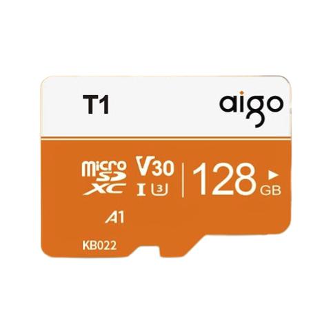 有券的上：aigo 爱国者 T1 Micro-SD存储卡 128GB（UHS-I、V30、U3、A1）23.9元（双重优惠）